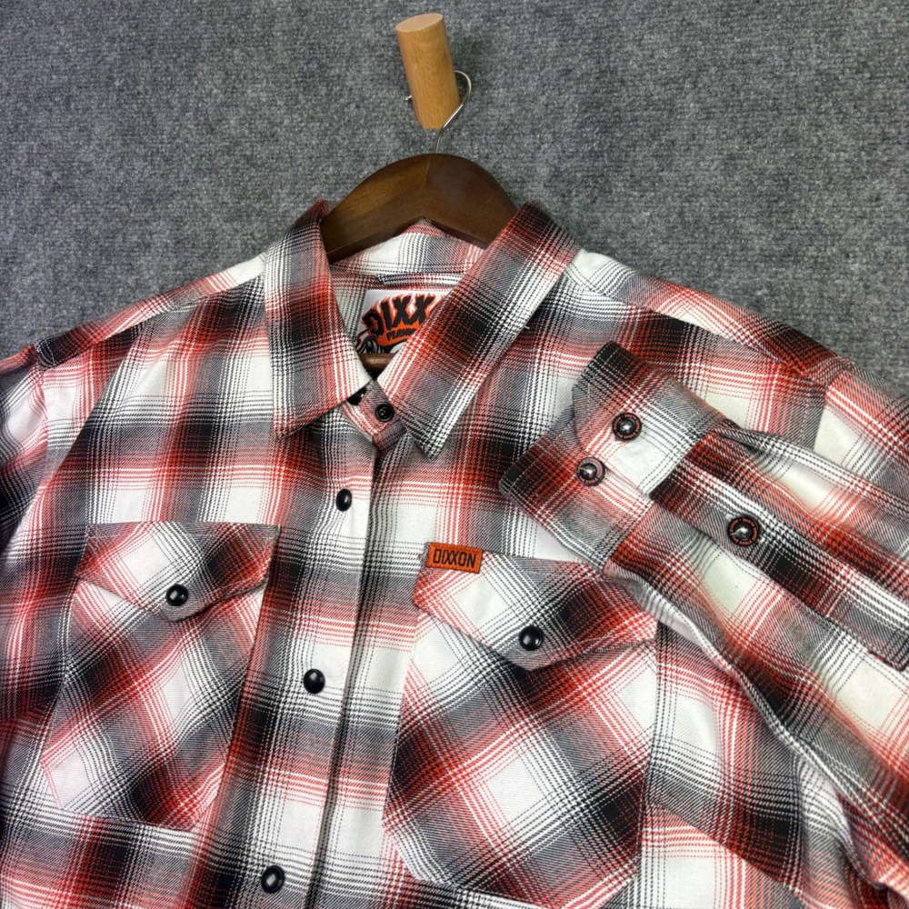 Dixxon Flannel Co The Eagle Shirt Womens XL Red White Black Plaid D-Tech Top